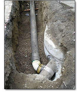 sewage pipe connection